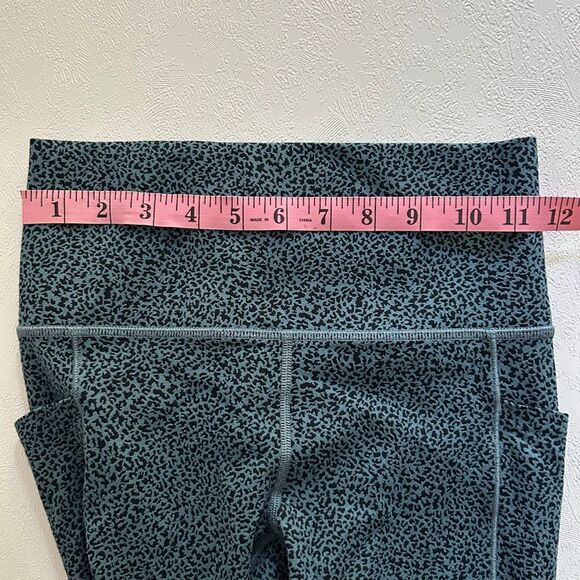 Athleta Salutation Stash II Textured Tights Leggings XS Teal Black Print - Picture 5 of 7